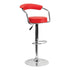 Contemporary Red Vinyl Adjustable Height Barstool with Arms and Chrome Base [CH-TC3-1060-RED-GG]