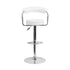 Contemporary White Vinyl Adjustable Height Bar Stool With Arms And Chrome Base