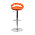 Flash Furniture Contemporary Orange Plastic Adjustable Height Bar Stool With Chrome Base - CH-TC3-1062-ORG-GG