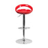 Flash Furniture Contemporary Red Plastic Adjustable Height Bar Stool With Chrome Base - CH-TC3-1062-RED-GG