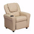 Flash Furniture Contemporary Beige Vinyl Padded Kids Recliner Chair with Cup Holder and Headrest