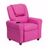 Contemporary Hot Pink Vinyl Kids Recliner with Cup Holder and Headrest [DG-ULT-KID-HOT-PINK-GG]