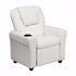 Offex Contemporary White Vinyl Kids Recliner with Cup Holder and Headrest