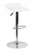 Contemporary White Vinyl Adjustable Height Bar Stool with Chrome Base [DS-801-CONT-WH-GG]