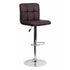 Flach Furniture Contemporary Brown Quilted Vinyl Adjustable Height Bar Stool with Chrome Base [DS-810-MOD-BRN-GG]
