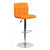 Flach Furniture Contemporary Orange Quilted Vinyl Adjustable Height Bar Stool with Chrome Base [DS-810-MOD-ORG-GG]