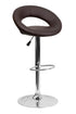 Flach Furniture Contemporary Brown Vinyl Rounded Back Adjustable Height Bar Stool with Chrome Base [DS-811-BRN-GG]
