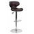 Flach Furniture Contemporary Cozy Mid-Back Brown Vinyl Adjustable Height Bar Stool with Chrome Base [DS-815-BRN-GG]