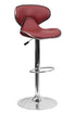 Flach Furniture Contemporary Cozy Mid-Back Burgundy Vinyl Adjustable Height Bar Stool with Chrome Base [DS-815-BURG-GG]