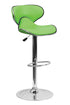 Flach Furniture Contemporary Cozy Mid-Back Green Vinyl Adjustable Height Bar Stool with Chrome Base [DS-815-GRN-GG]