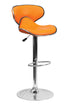 Contemporary Cozy Mid-Back Orange Vinyl Adjustable Height Bar Stool with Chrome Base [DS-815-ORG-GG]