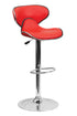 Flach Furniture Contemporary Cozy Mid-Back Red Vinyl Adjustable Height Bar Stool with Chrome Base [DS-815-RED-GG]