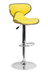 Flach Furniture Contemporary Cozy Mid-Back Yellow Vinyl Adjustable Height Bar Stool with Chrome Base [DS-815-YEL-GG]
