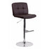 Flach Furniture Contemporary Tufted Brown Vinyl Adjustable Height Bar Stool with Chrome Base [DS-829-BRN-GG]