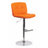 Flach Furniture Contemporary Tufted Orange Vinyl Adjustable Height Bar Stool with Chrome Base [DS-829-ORG-GG]