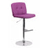 Flach Furniture Contemporary Tufted Purple Vinyl Adjustable Height Bar Stool with Chrome Base [DS-829-PUR-GG]