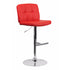 Flach Furniture Contemporary Tufted Red Vinyl Adjustable Height Bar Stool with Chrome Base [DS-829-RED-GG]