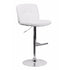 Flach Furniture Contemporary Tufted White Vinyl Adjustable Height Bar Stool with Chrome Base [DS-829-WH-GG]