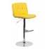Flach Furniture Contemporary Tufted Yellow Vinyl Adjustable Height Bar Stool with Chrome Base [DS-829-YEL-GG]