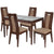 Bishop 5 Piece Walnut Wood Dining Table Set with Glass Top and Curved Slat Wood Dining Chairs - Padded Seats