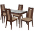 Bishop 5 Piece Walnut Wood Dining Table Set with Glass Top and Curved Slat Wood Dining Chairs - Padded Seats