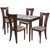 Livingston 5 Piece Walnut Wood Dining Table Set with Glass Top and Slotted Back Wood Dining Chairs - Padded Seats