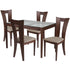 Livingston 5 Piece Walnut Wood Dining Table Set with Glass Top and Slotted Back Wood Dining Chairs - Padded Seats