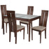 Montclair 5 Piece Walnut Wood Dining Table Set with Glass Top and Clean Line Wood Dining Chairs - Padded Seats