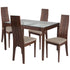 Glendale 5 Piece Walnut Wood Dining Table Set with Glass Top and Padded Wood Dining Chairs
