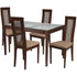 Imperial 5 Piece Walnut Wood Dining Table Set with Glass Top and Framed Rail Back Design Wood Dining Chairs - Padded Seats