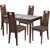 Saratoga 5 Piece Walnut Wood Dining Table Set with Glass Top and Curved Slat Wood Dining Chairs - Padded Seats
