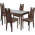 Saratoga 5 Piece Walnut Wood Dining Table Set with Glass Top and Curved Slat Wood Dining Chairs - Padded Seats