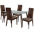 Hawthorne 5 Piece Espresso Wood Dining Table Set with Glass Top and Wide Slat Back Wood Dining Chairs - Padded Seats