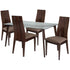 Hawthorne 5 Piece Espresso Wood Dining Table Set with Glass Top and Wide Slat Back Wood Dining Chairs - Padded Seats