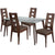 Ross 5 Piece Espresso Wood Dining Table Set with Glass Top and Window Pane Back Wood Dining Chairs - Padded Seats