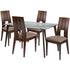 Rialto 5 Piece Espresso Wood Dining Table Set with Glass Top and Curved Slat Keyhole Back Wood Dining Chairs - Padded Seats