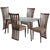 Monterey 5 Piece Espresso Wood Dining Table Set with Glass Top and Dramatic Rail Back Design Wood Dining Chairs - Padded Seats