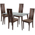 Ridgecrest 5 Piece Espresso Wood Dining Table Set with Glass Top and Clean Line Wood Dining Chairs - Padded Seats