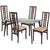 Clearview 5 Piece Espresso Wood Dining Table Set with Glass Top and High Triple Window Pane Back Wood Dining Chairs - Padded Seats