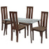 Escalon 5 Piece Espresso Wood Dining Table Set with Glass Top and Vertical Wide Slat Back Wood Dining Chairs - Padded Seats