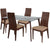 Hawthorne 5 Piece Walnut Wood Dining Table Set with Glass Top and Wide Slat Back Wood Dining Chairs - Padded Seats