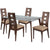 Ross 5 Piece Walnut Wood Dining Table Set with Glass Top and Window Pane Back Wood Dining Chairs - Padded Seats