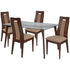 Lincoln 5 Piece Walnut Wood Dining Table Set with Glass Top and Curved Slat Wood Dining Chairs - Padded Seats