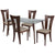 Huntington 5 Piece Walnut Wood Dining Table Set with Glass Top and Slotted Back Wood Dining Chairs - Padded Seats