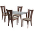 Huntington 5 Piece Walnut Wood Dining Table Set with Glass Top and Slotted Back Wood Dining Chairs - Padded Seats