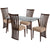 Monterey 5 Piece Walnut Wood Dining Table Set with Glass Top and Dramatic Rail Back Design Wood Dining Chairs - Padded Seats