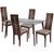 Ridgecrest 5 Piece Walnut Wood Dining Table Set with Glass Top and Clean Line Wood Dining Chairs - Padded Seats