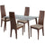 Baldwin 5 Piece Walnut Wood Dining Table Set with Glass Top and Padded Wood Dining Chairs