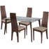 Baldwin 5 Piece Walnut Wood Dining Table Set with Glass Top and Padded Wood Dining Chairs