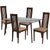 Arcadia 5 Piece Walnut Wood Dining Table Set with Glass Top and Framed Rail Back Design Wood Dining Chairs - Padded Seats